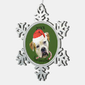 Kerstmis-Bulldog gepersonaliseerde versiering Tin Sneeuwvlok Ornament (Rechts)