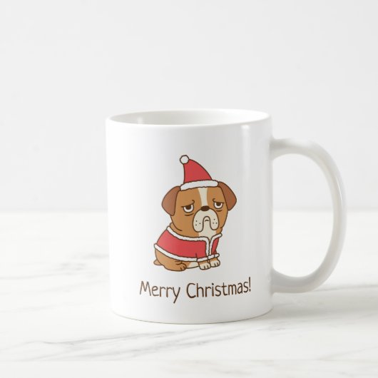 Kerstmis Bulldog Kerstman koffiemok (Rechts)