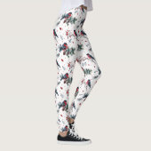 Kerstmis bullfinch holly pinecones patroon leggings (Rechts)