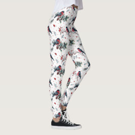 Kerstmis bullfinch holly pinecones patroon leggings