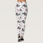 Kerstmis bullfinch holly pinecones patroon leggings (Achterkant)
