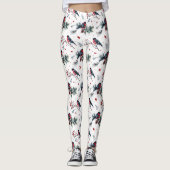Kerstmis bullfinch holly pinecones patroon leggings (Voorkant)