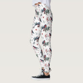 Kerstmis bullfinch holly pinecones patroon leggings (Links)