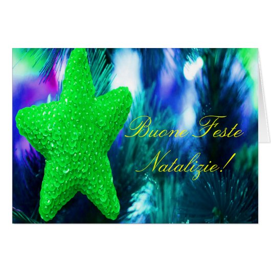 Kerstmis Buone Feste Natalizie Green Star III (Voorkant Horizontaal)