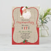 Kerstmis Burlap Damast Kerstman  Kaart (Staand voorkant)