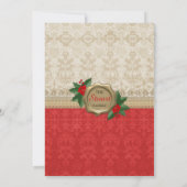 Kerstmis Burlap Damast Kerstman  Kaart (Achterkant)