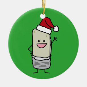 Kerstmis, Burrito Waving Hallo Santa Hat Holiday Keramisch Ornament