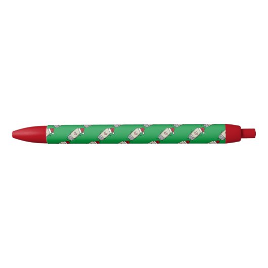 Kerstmis, Burrito Waving Hallo Santa Hat Holiday Zwarte Inkt Pen (Voorkant)