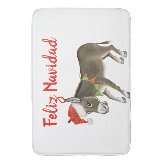 Kerstmis Burro Feliz Navidad Badmat (Voorkant Verticaal)