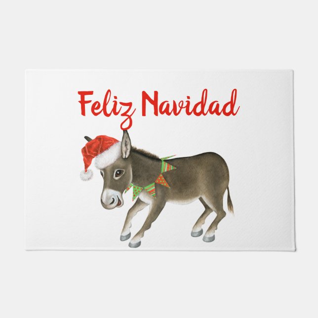 Kerstmis Burro Feliz Navidad  Deurmat (Voorkant)