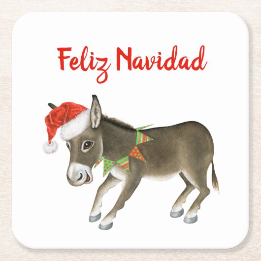 Kerstmis Burro Feliz Navidad  Kartonnen Onderzetters (Voorkant)
