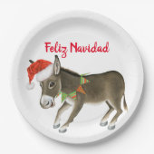Kerstmis Burro Feliz Navidad Papieren Bordje (Voorkant)
