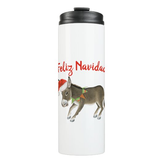 Kerstmis Burro Feliz Navidad  Thermosbeker (Voorkant)