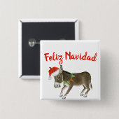 Kerstmis Burro Feliz Navidad  Vierkante Button 5,1 Cm (Voorkant /achterkant)