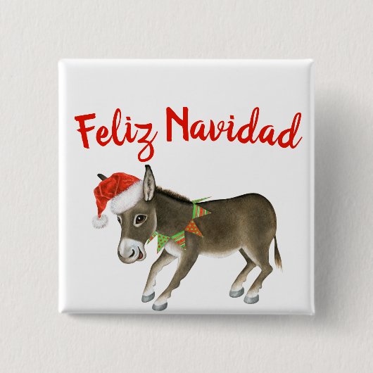 Kerstmis Burro Feliz Navidad  Vierkante Button 5,1 Cm (Voorkant)