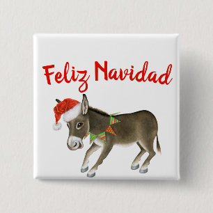 Kerstmis Burro Feliz Navidad  Vierkante Button 5,1 Cm