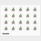 Kerstmis Cactus Boom Feestelijke Kerst Lichtjes Ronde Sticker (Vel)