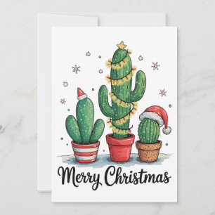 Kerstmis Cactus Boom Festieve Kerstlichten Feestdagenkaart