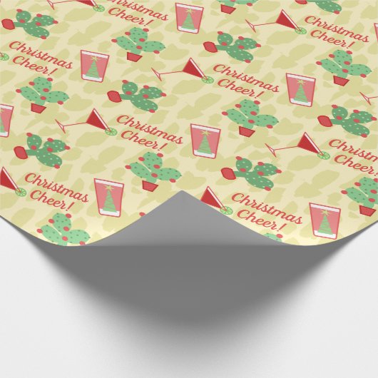 Kerstmis Cactus Paar Custom Cadeaupapier (Hoek)