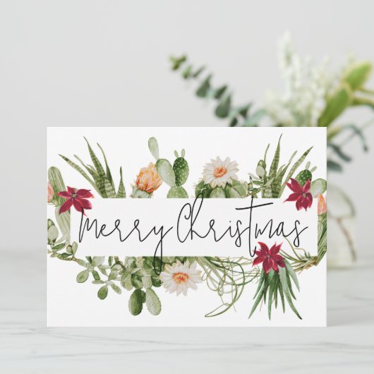 Kerstmis Cactus Vetplant Zuidwesten Feestdagenkaart (Staand voorkant)