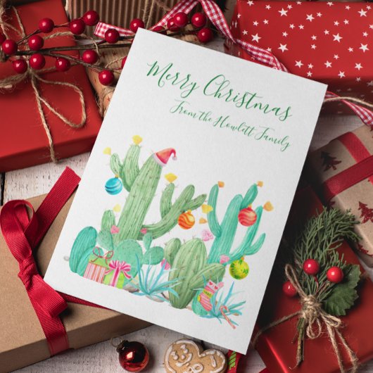 Kerstmis Cactussen Woestijn Cactus Zuidwesten Feestdagenkaart