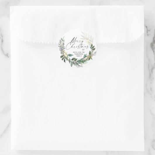 Kerstmis Cadeaolabel Groene Krans Sticker (Tas)