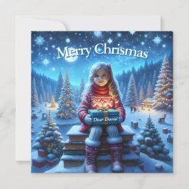 Kerstmis cadeau boek vierkant ansichtkaart feestdagenkaart