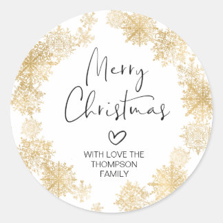 Kerstmis Cadeau Gouden Sneeuwvlok Krans Sticker