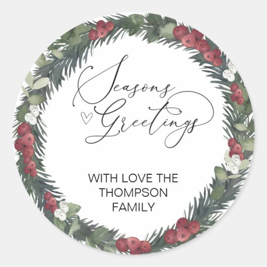 Kerstmis Cadeaubon Groene Krans Sticker (Voorkant)