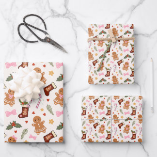 Kerstmis cadeaupapier van gemberkoek vellen