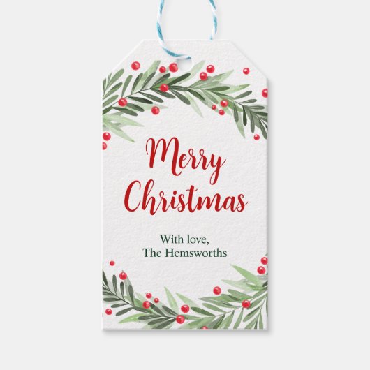 Kerstmis Cadeautag, Kerst Krans Tag Cadeaulabel (Voorkant)