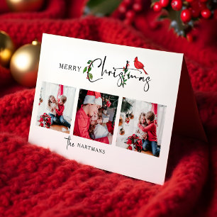 Kerstmis Calligrafie Botanisch 3 Foto Feestdagen Kaart