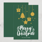 Kerstmis Calligrafie Groene Kerstkaart (Voorkant / Achterkant)