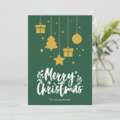Kerstmis Calligrafie Groene Kerstkaart (Staand voorkant)