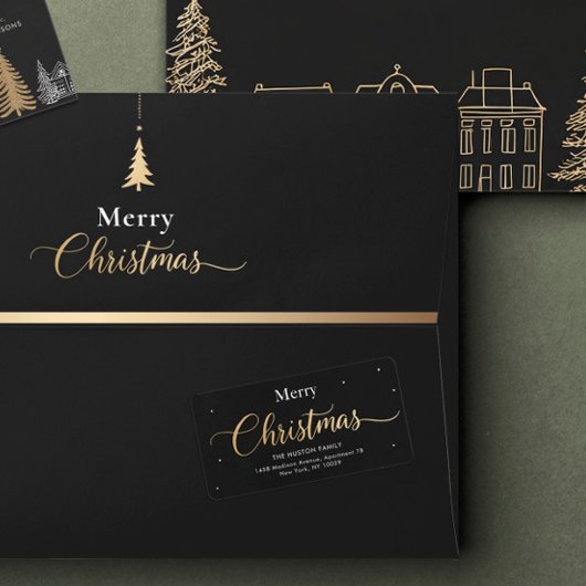 Kerstmis Calligrafie I Retouradres Label
