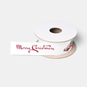 Kerstmis Calligrafie Rode Kersttruck Satijnen Lint