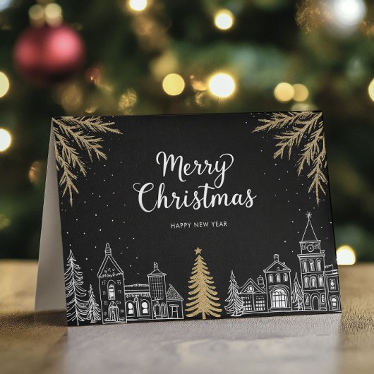 Kerstmis Calligrafie Vakantie Vouwkaart Aankondiging