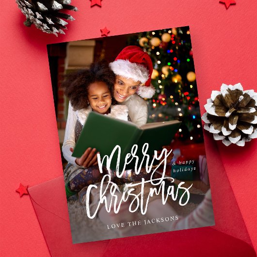 Kerstmis Calligrafie Verticale Foto - Wit