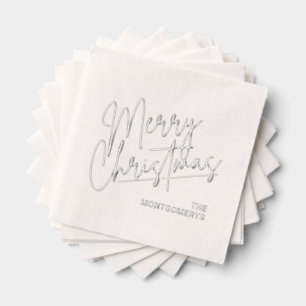 Kerstmis Calligrafie Zilver Folie Servetten
