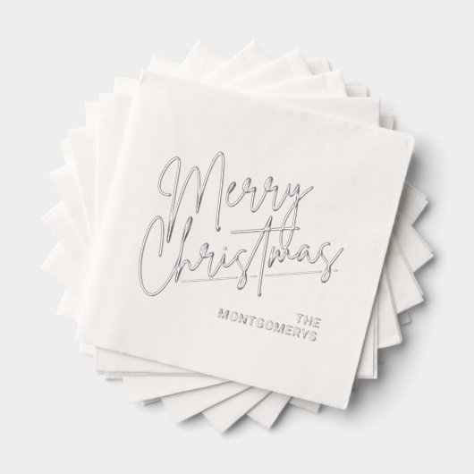 Kerstmis Calligrafie Zilver Folie Servetten (Insitu (Gestapeld))