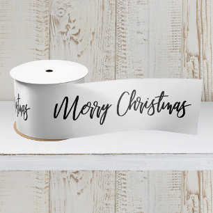 Kerstmis Calligrafie Zwart Wit Vakantie Satijnen Lint