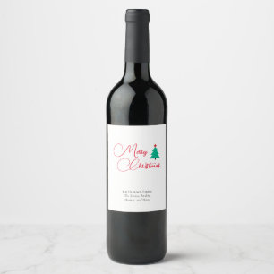 Kerstmis Calligraphy Aanpasbaar Wijn Etiket