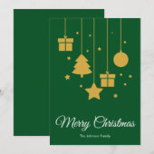 Kerstmis Calligraphy Groene Kerstkaart (Voorkant / Achterkant)