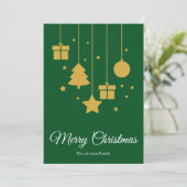 Kerstmis Calligraphy Groene Kerstkaart (Staand voorkant)