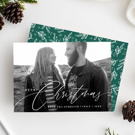 Kerstmis Calligraphy Schrift Overlay Foto Feestdagenkaart