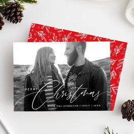 Kerstmis Calligraphy Schrift Overlay Foto Feestdagenkaart