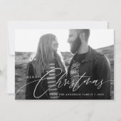 Kerstmis Calligraphy Script Overlay Foto Feestdagenkaart (Voorkant)