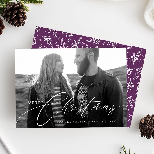 Kerstmis Calligraphy Script Overlay Foto Feestdagenkaart