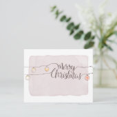 Kerstmis Calligraphy Script Slingerlichtjes Feestdagenkaart (Staand voorkant)