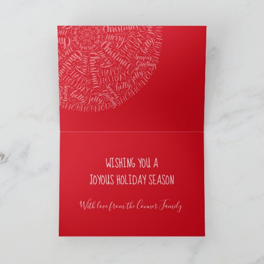 Kerstmis Calligraphy Typografie Mandala Rood Feestdagen Kaart (Binnen)